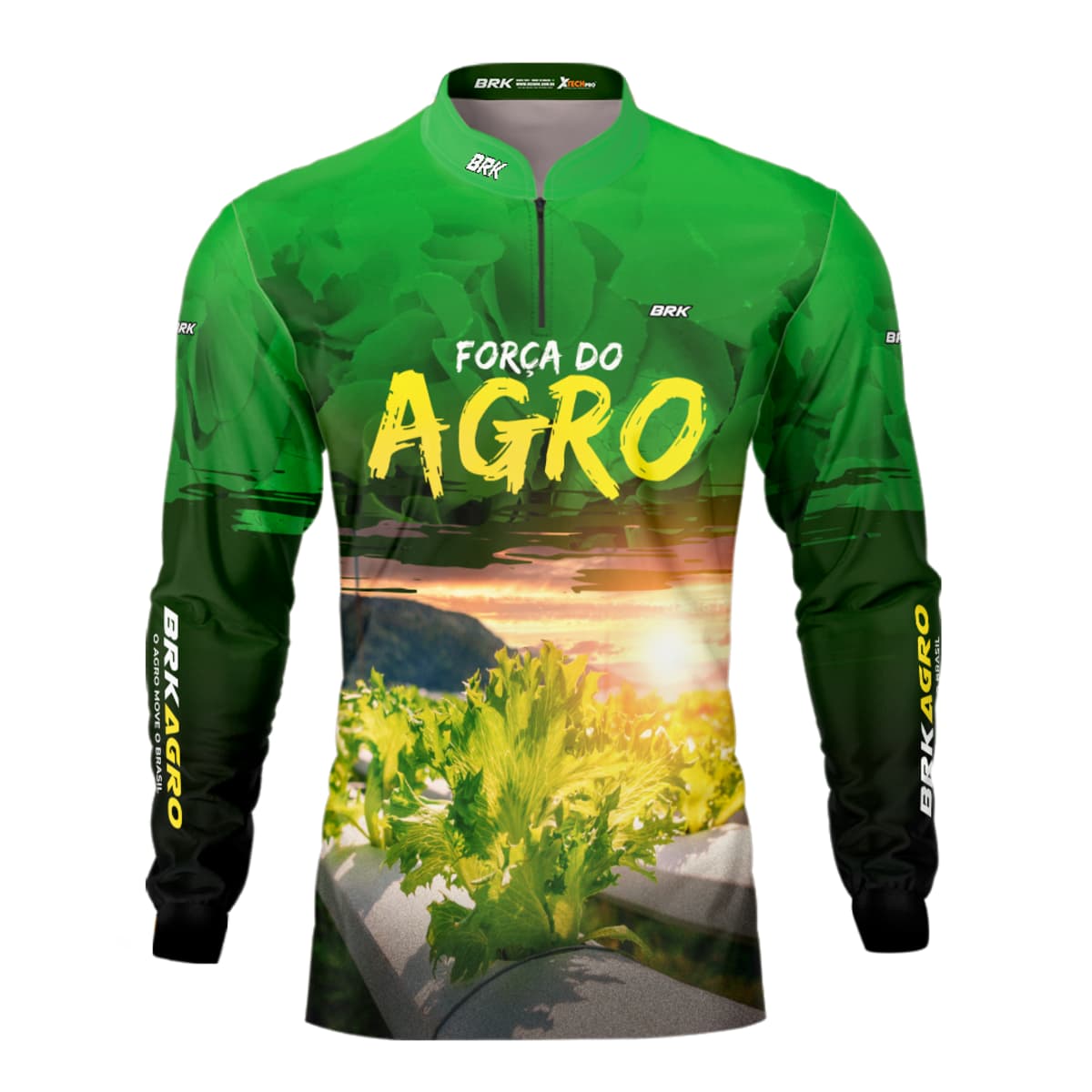 Camisa Agro Brk Força do Agro Hidroponia Alface com Proteção Solar UV50+