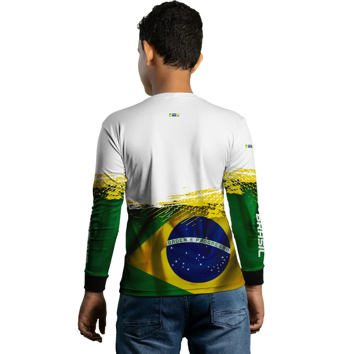 Camisa Infantil Agro Brk Brasil Branca com Proteção Solar UV50+