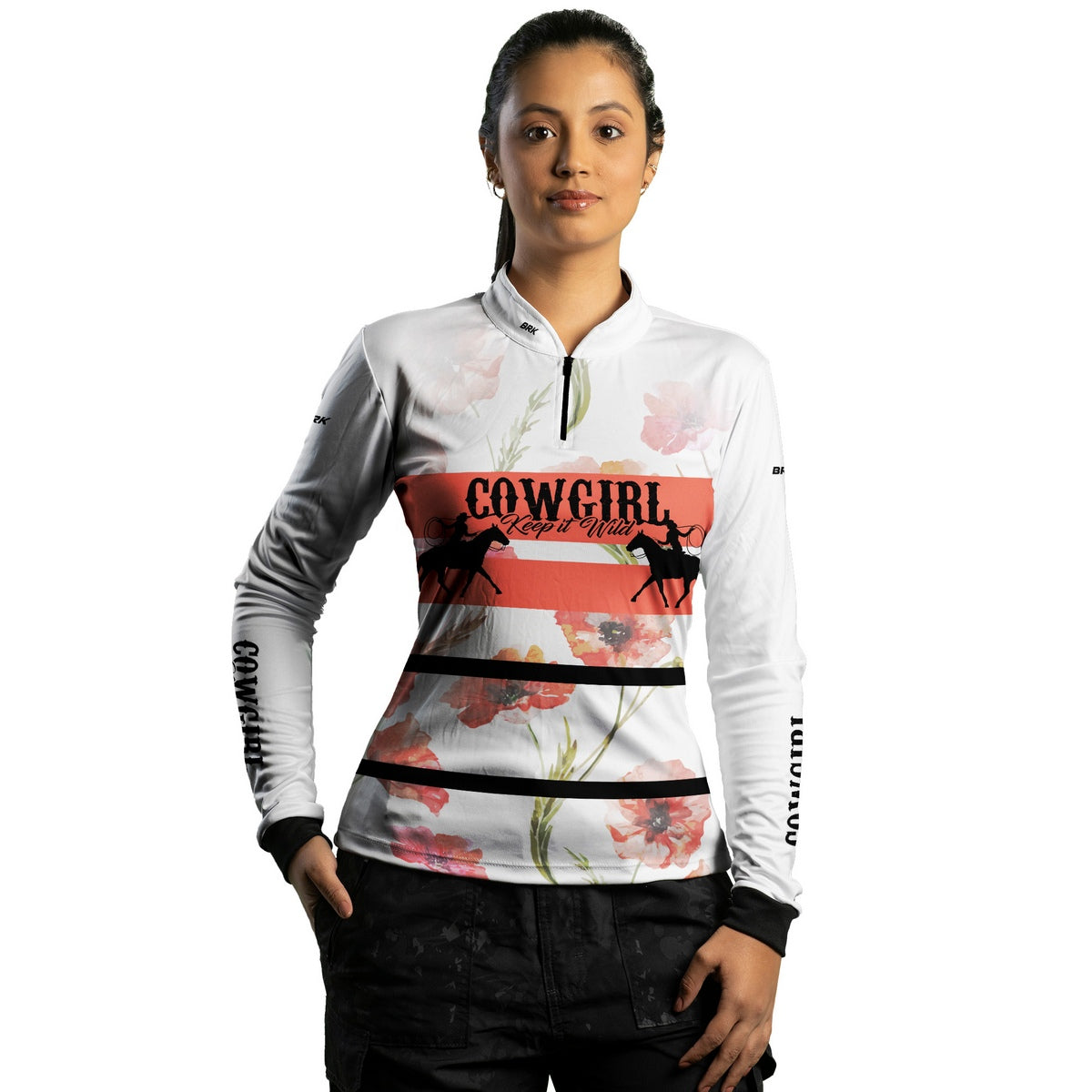 Camisa Agro Feminina Brk Cowgirl Branca com Proteção Solar UV50+