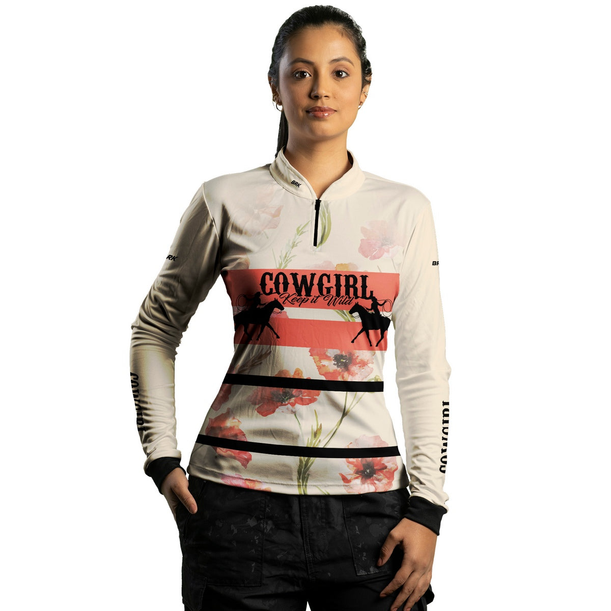 Camisa Agro Feminina Brk Cowgirl Bege com Proteção Solar UV50+