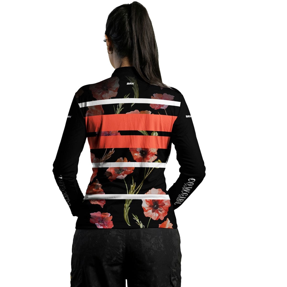 Camisa Agro Feminina Brk Cowgirl Preta com Proteção Solar UV50+