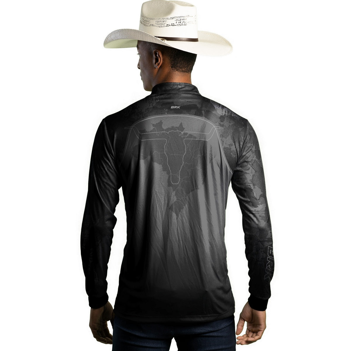 Camisa Agro Brk Camo Long Horn Brasil Cinza com Proteção Solar UV50+