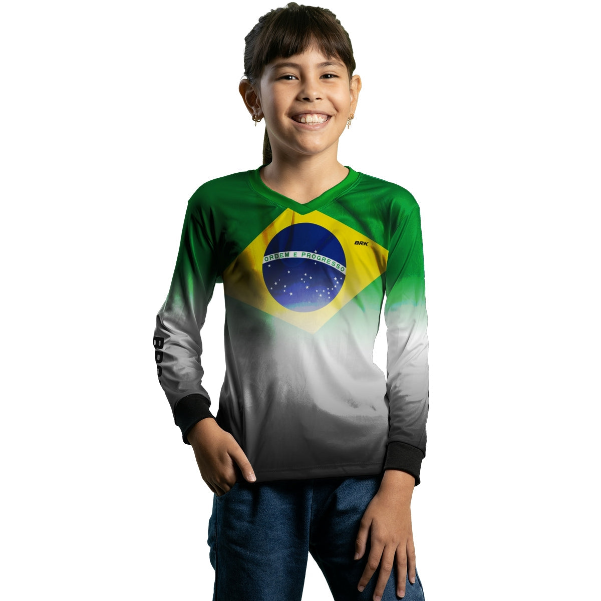 Camisa Infantil Agro Brk Brasil Branca com Proteção Solar UV50+