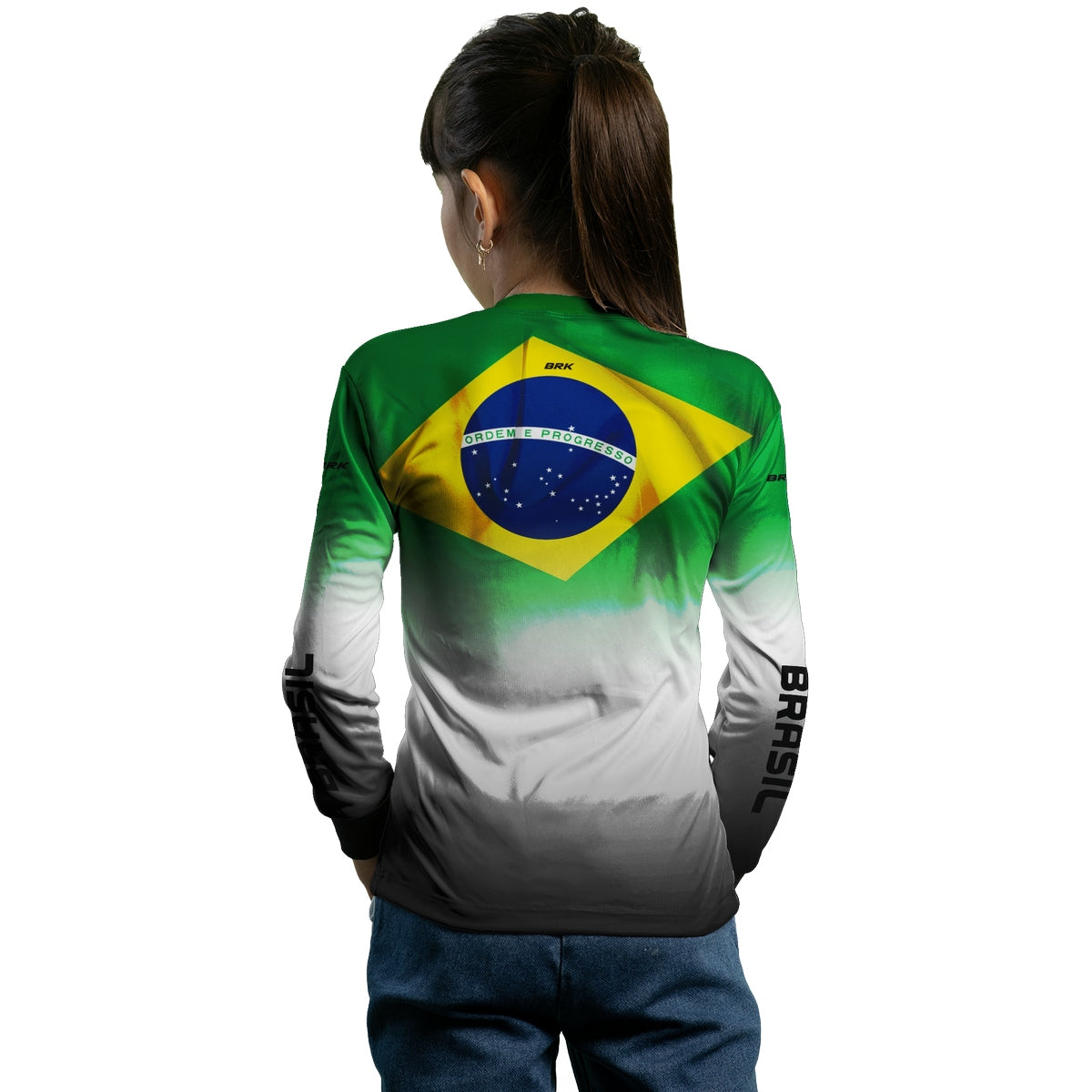 Camisa Infantil Agro Brk Brasil Branca com Proteção Solar UV50+