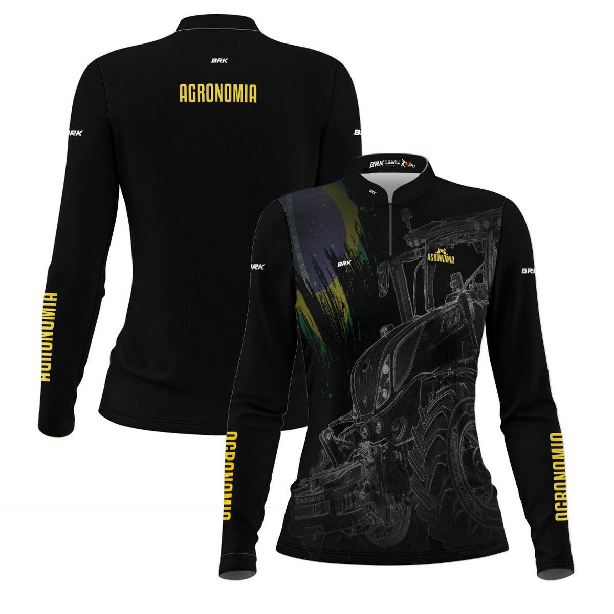 Camisa Agro Feminina Brk Agronomia Preta 2 com UV50+