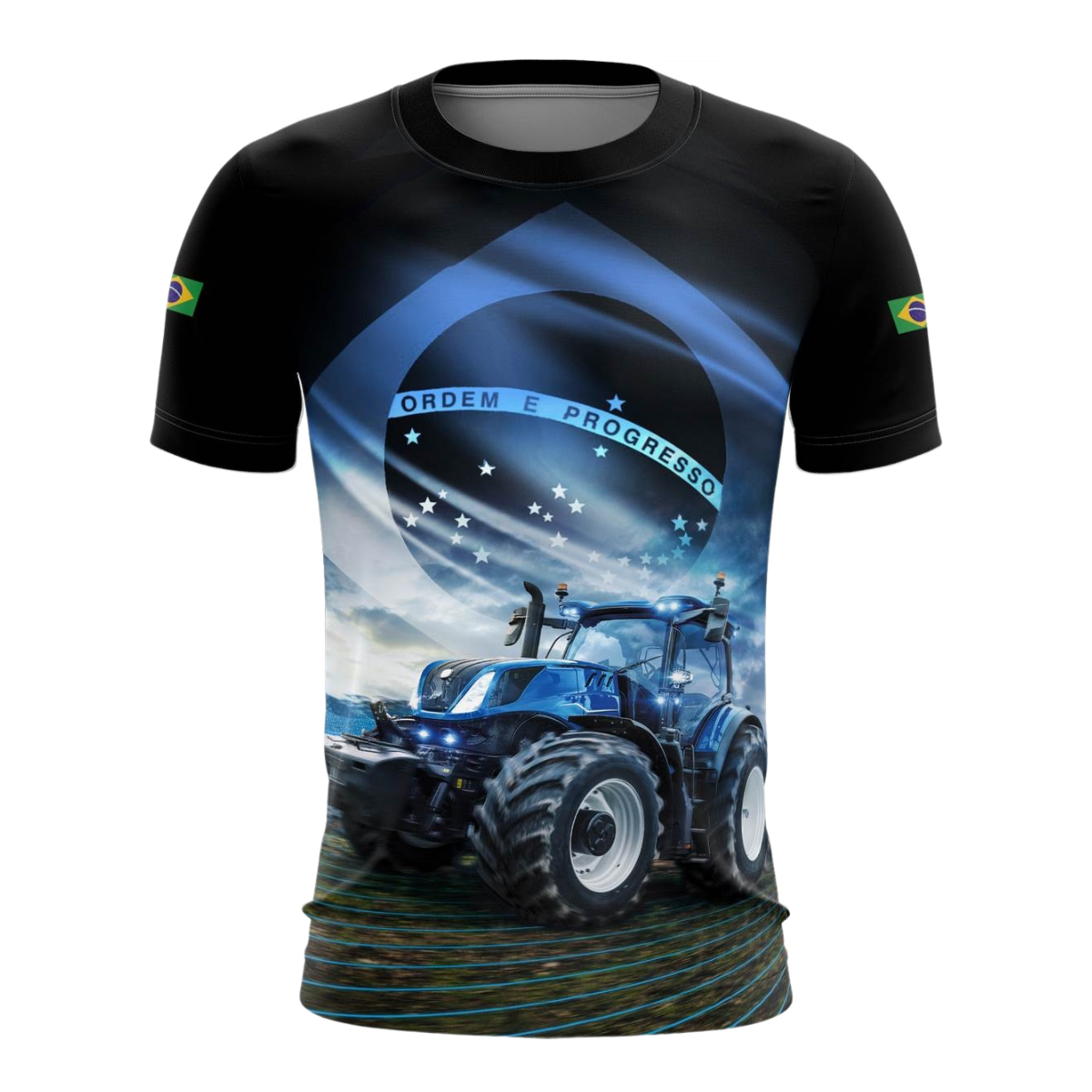 Camiseta Agro Brk O Agro Não Para Azul com Proteção Solar UV50+