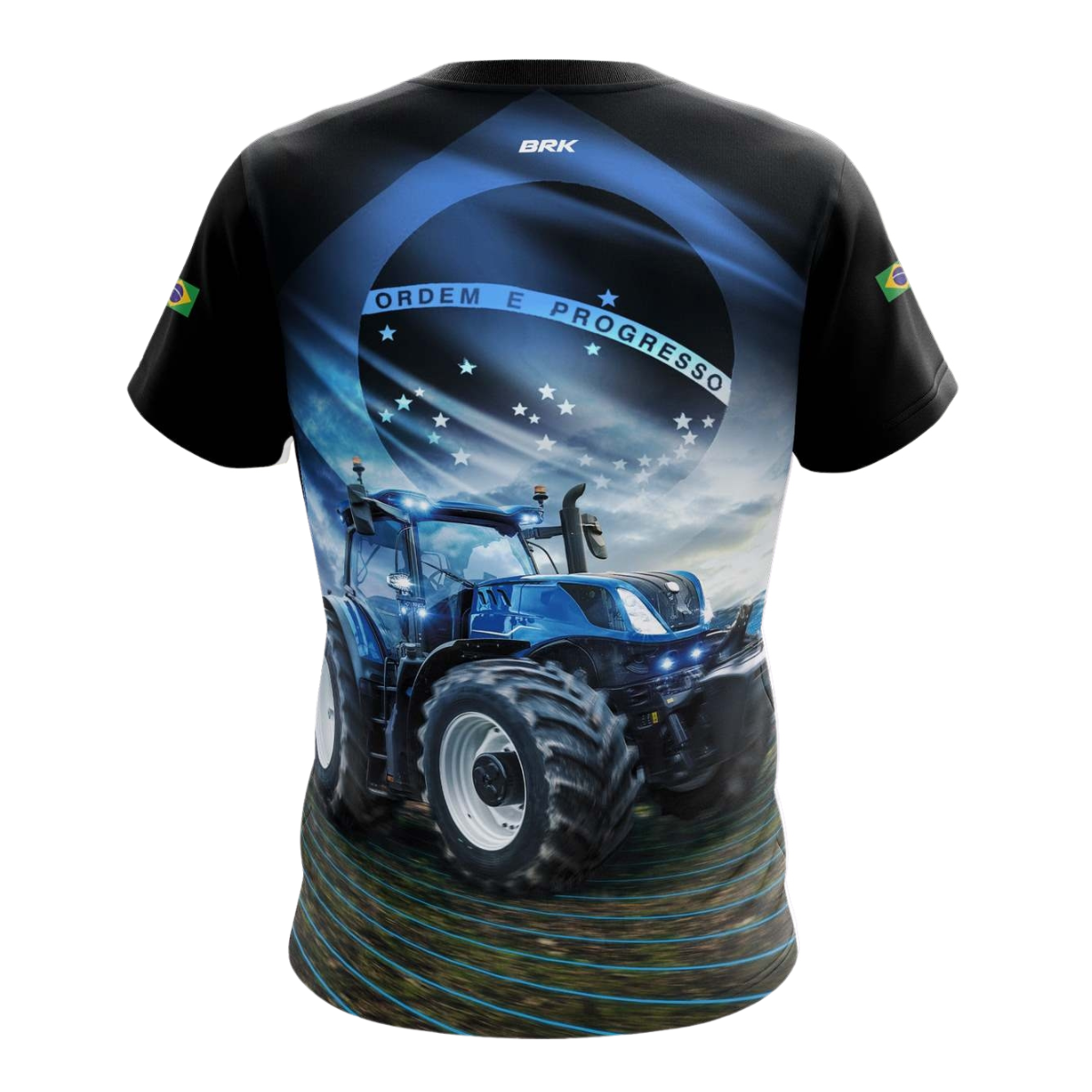 Camiseta Agro Brk O Agro Não Para Azul com Proteção Solar UV50+