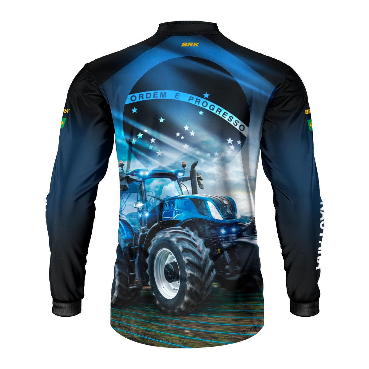 Camisa Agro Brk O Agro Não Para Azul Proteção Solar UV50+