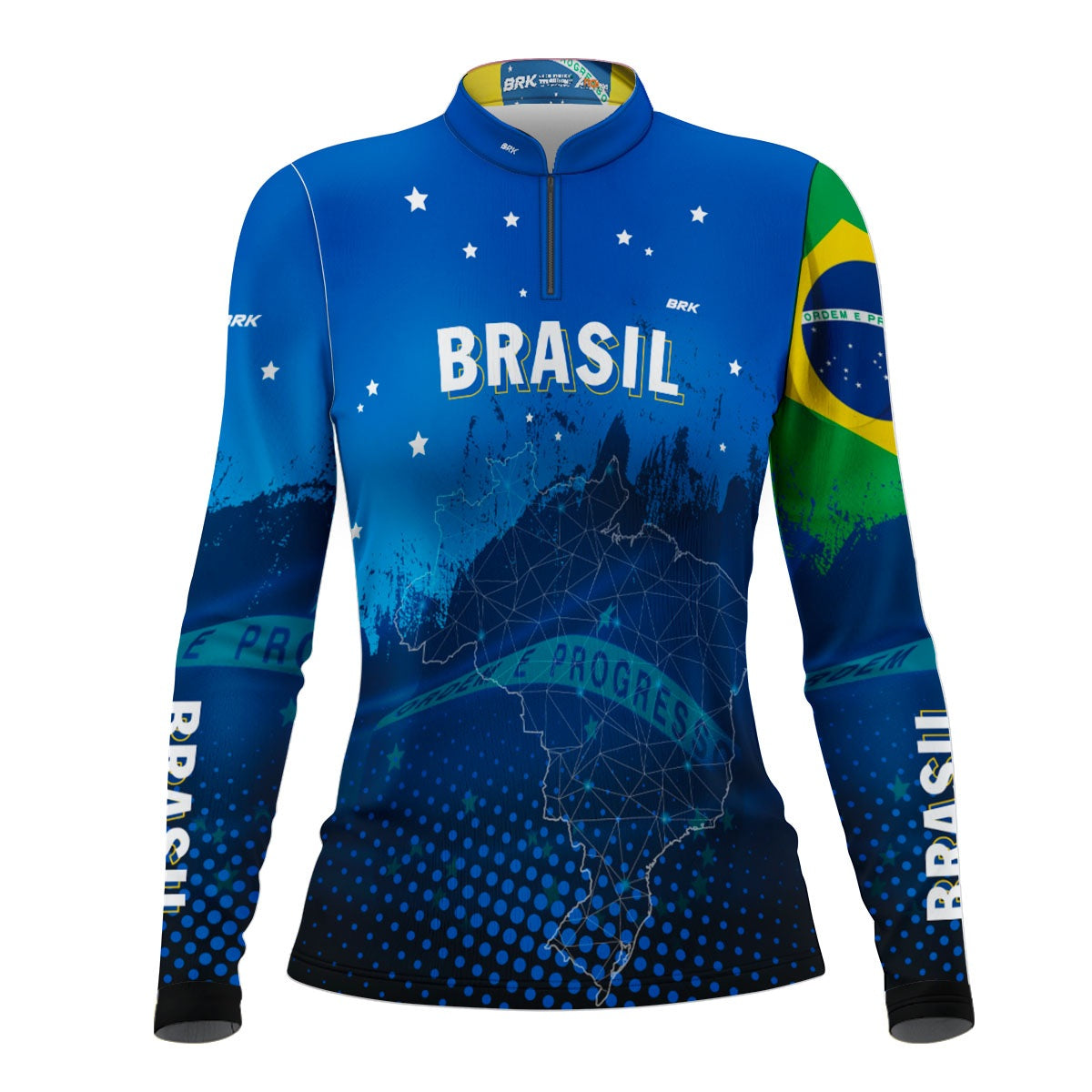 Camisa Feminina Agro Brk Brasil Azul com Proteção Solar UV50+