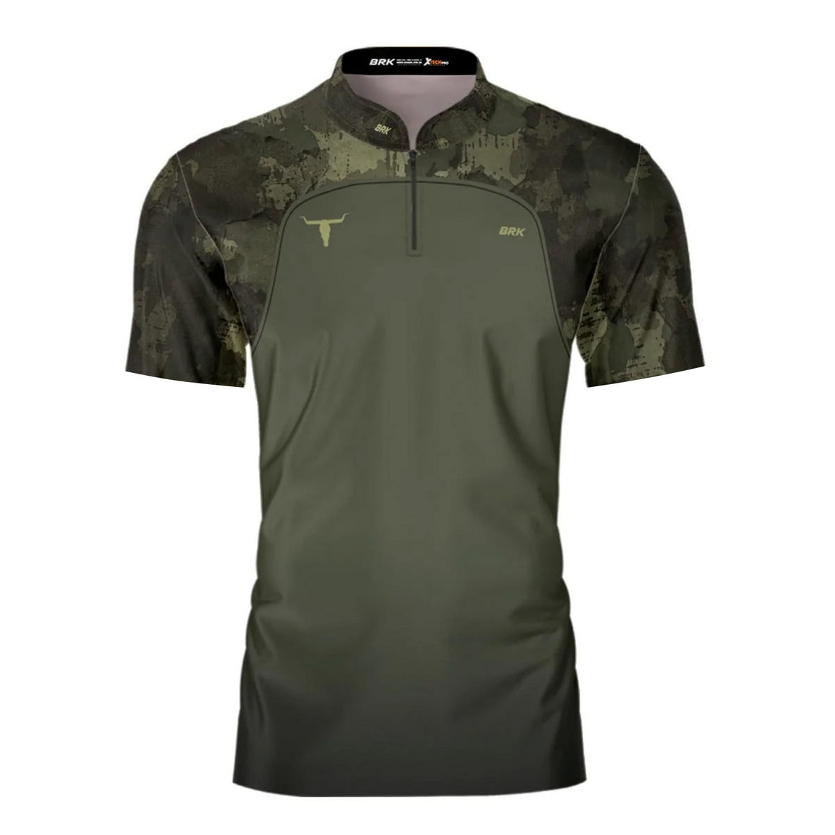 Camisa Manga Curta Agro Brk Camu Verde Long Horn com Proteção Solar UV50+