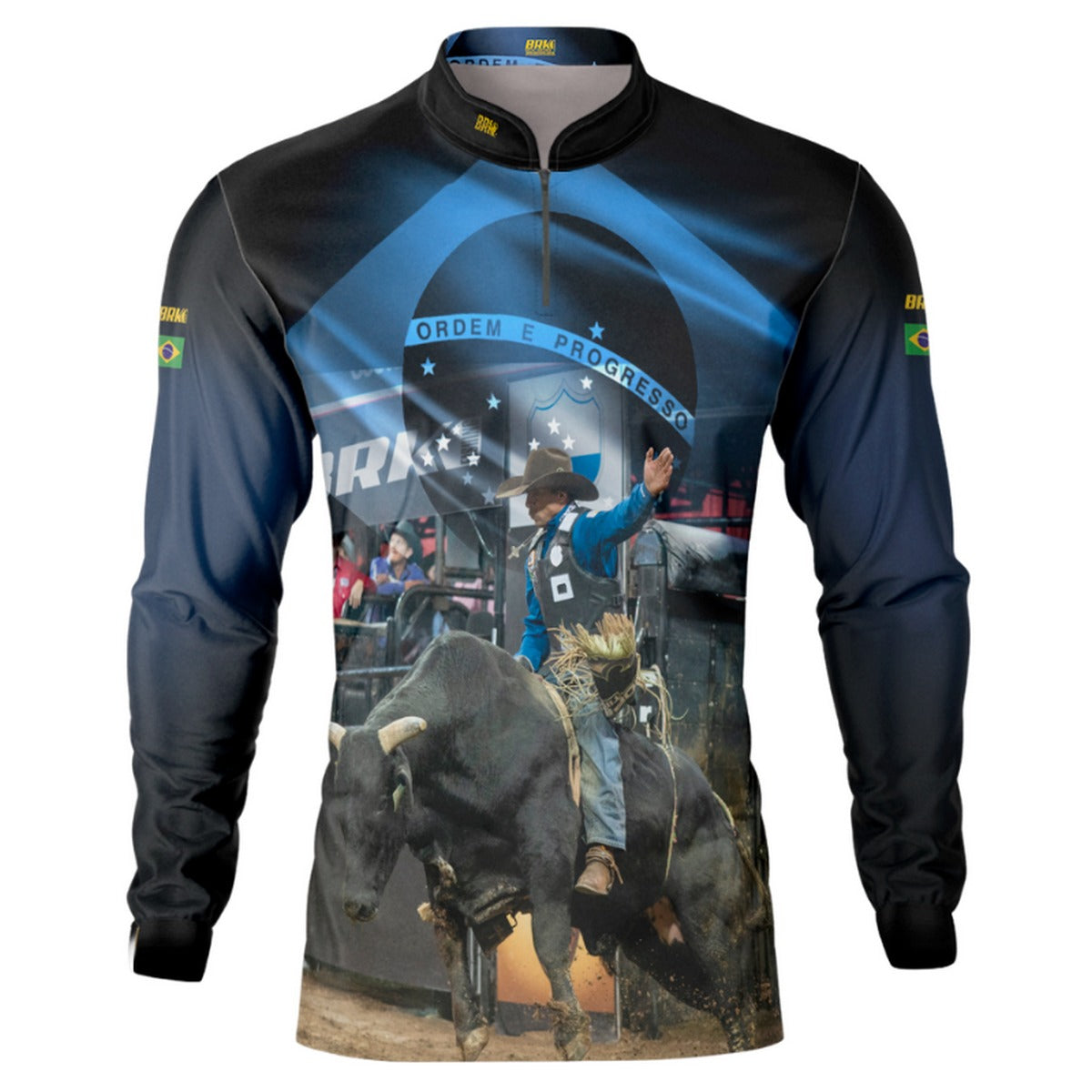 Camisa Agro Brk Rodeio Brasil Azul com Proteção Solar UV50+
