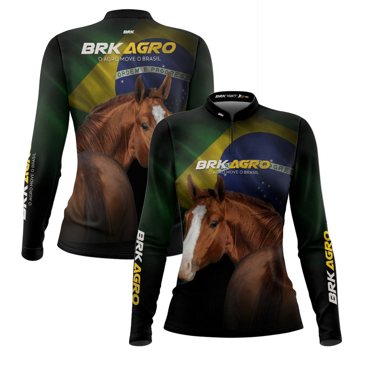 Camisa Agro Feminina Brk Team Roping Brasil 3 com UV50+