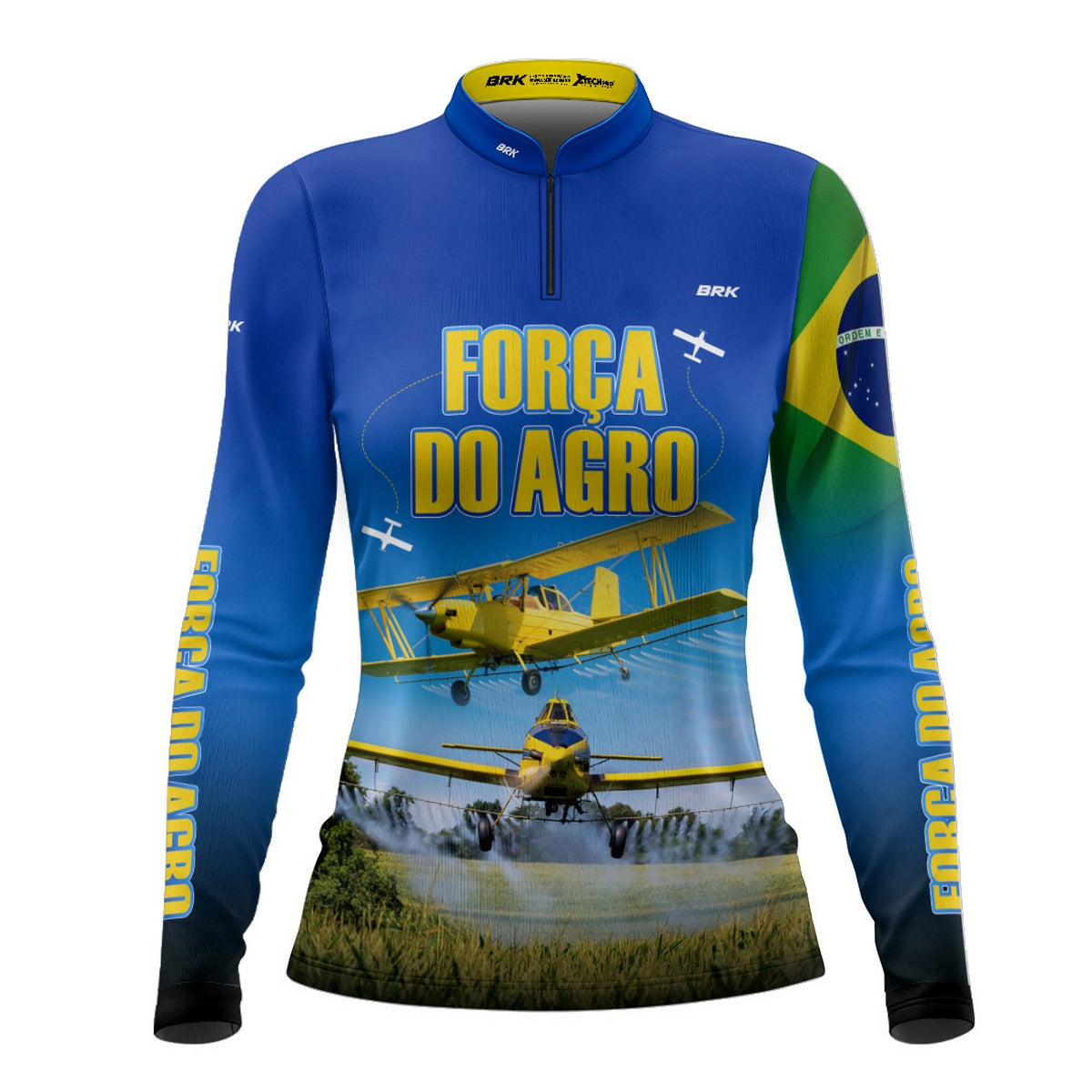 Camisa Agro Feminina Brk Azul Aviação Agrícola com Proteção UV50+