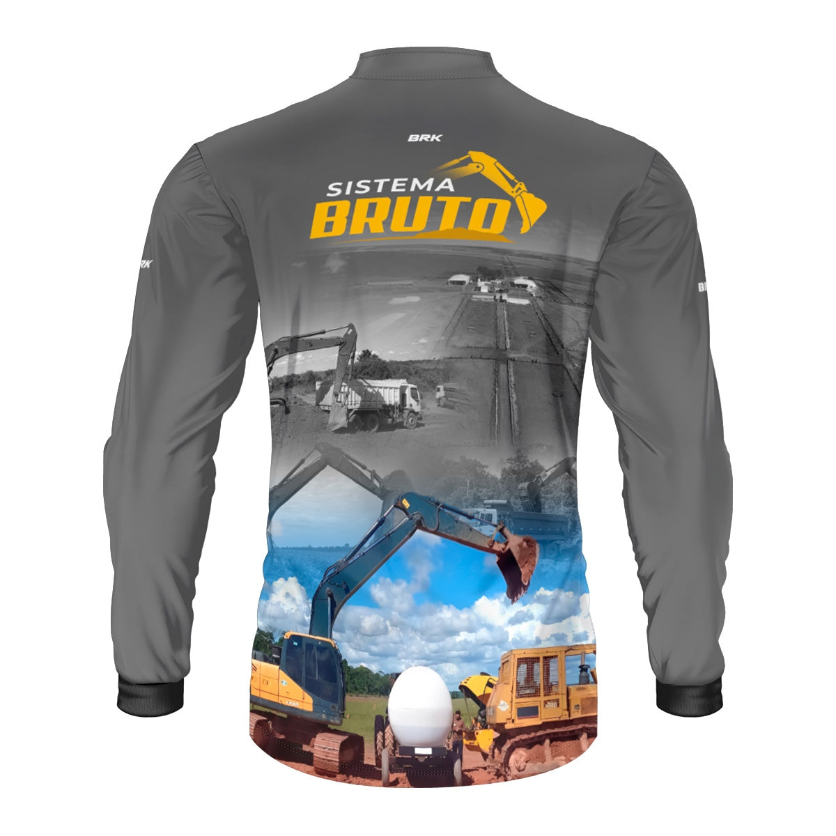 Camisa Máquina Pesada Brk Sistema Bruto Escavadeira com UV50+