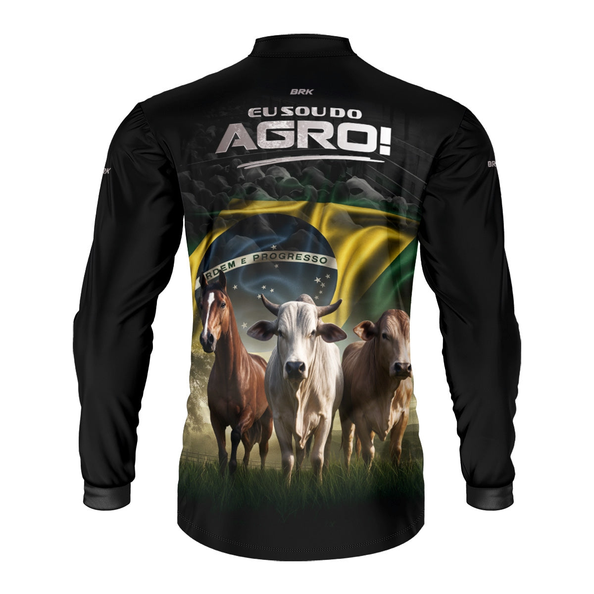 Camisa Agro Brk Preta Eu Sou do Agro Pecuária  com Proteção Solar UV50 - Envio Imediato
