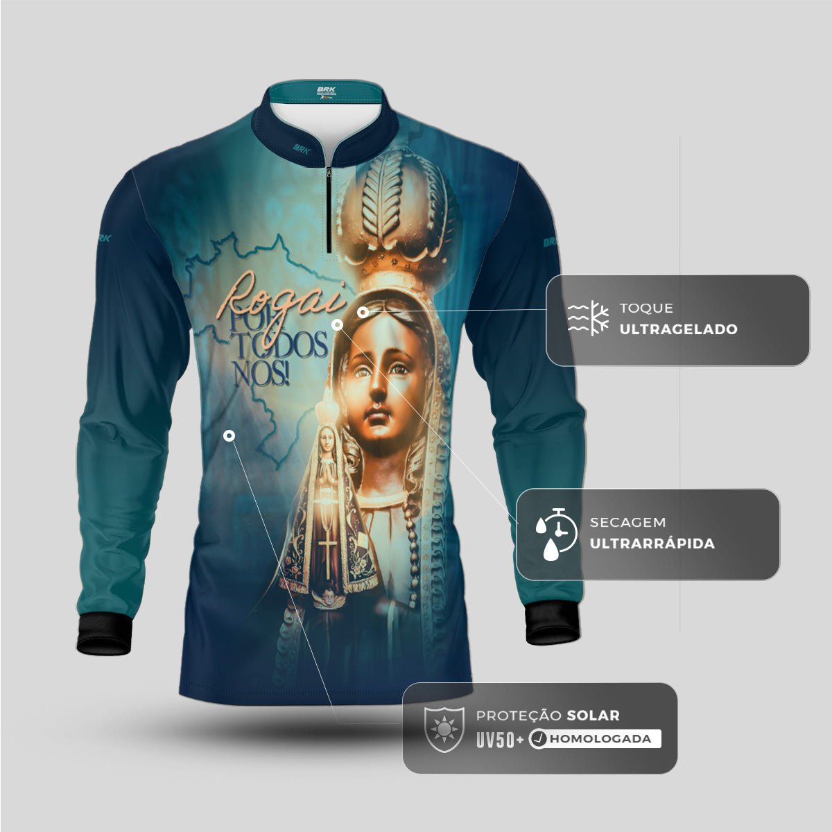 Camisa Agro Brk Eu Sou do Agro Nossa Senhora com Proteção UV50 - Envio Imediato