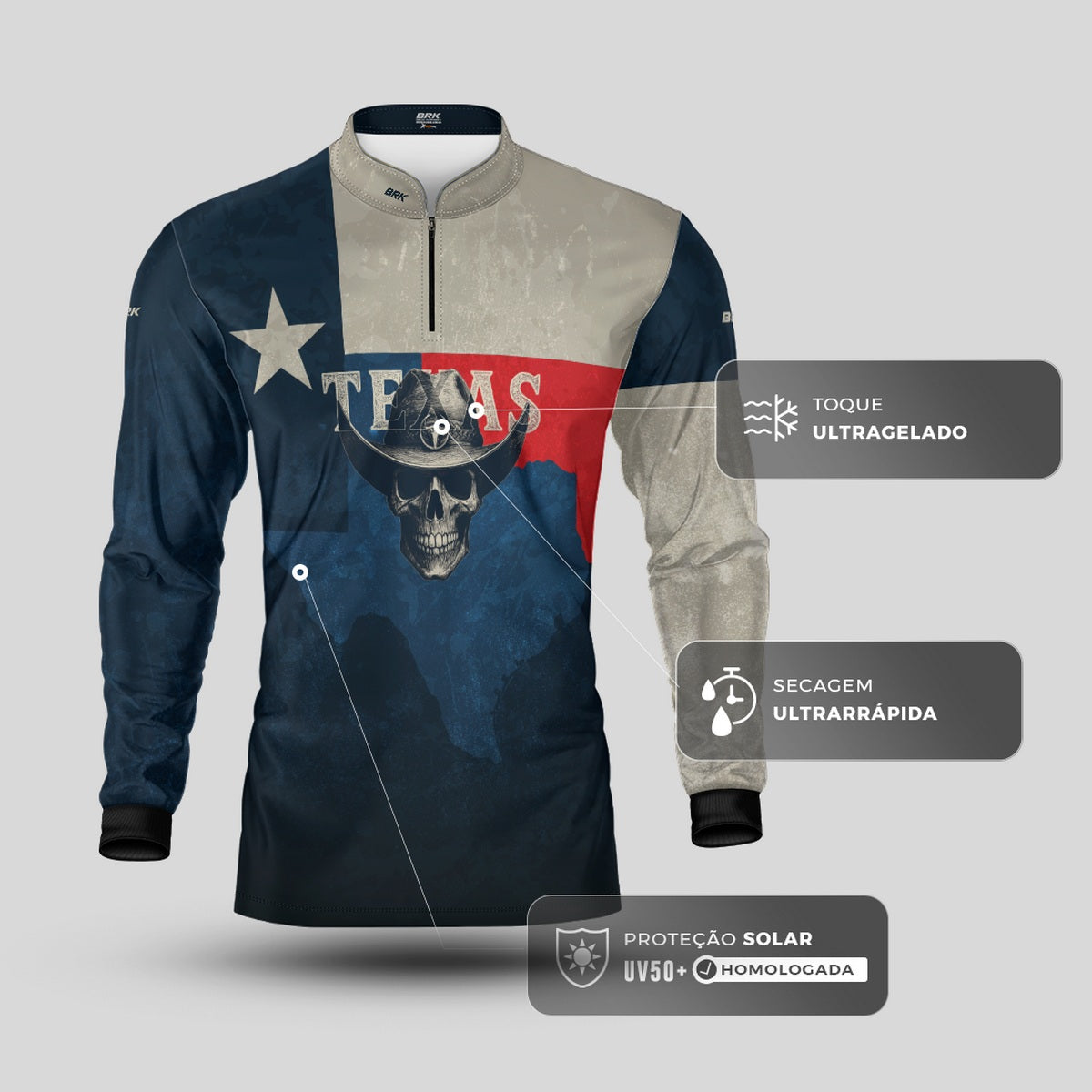 Camisa Agro Brk Skull Texas com Proteção UV50+