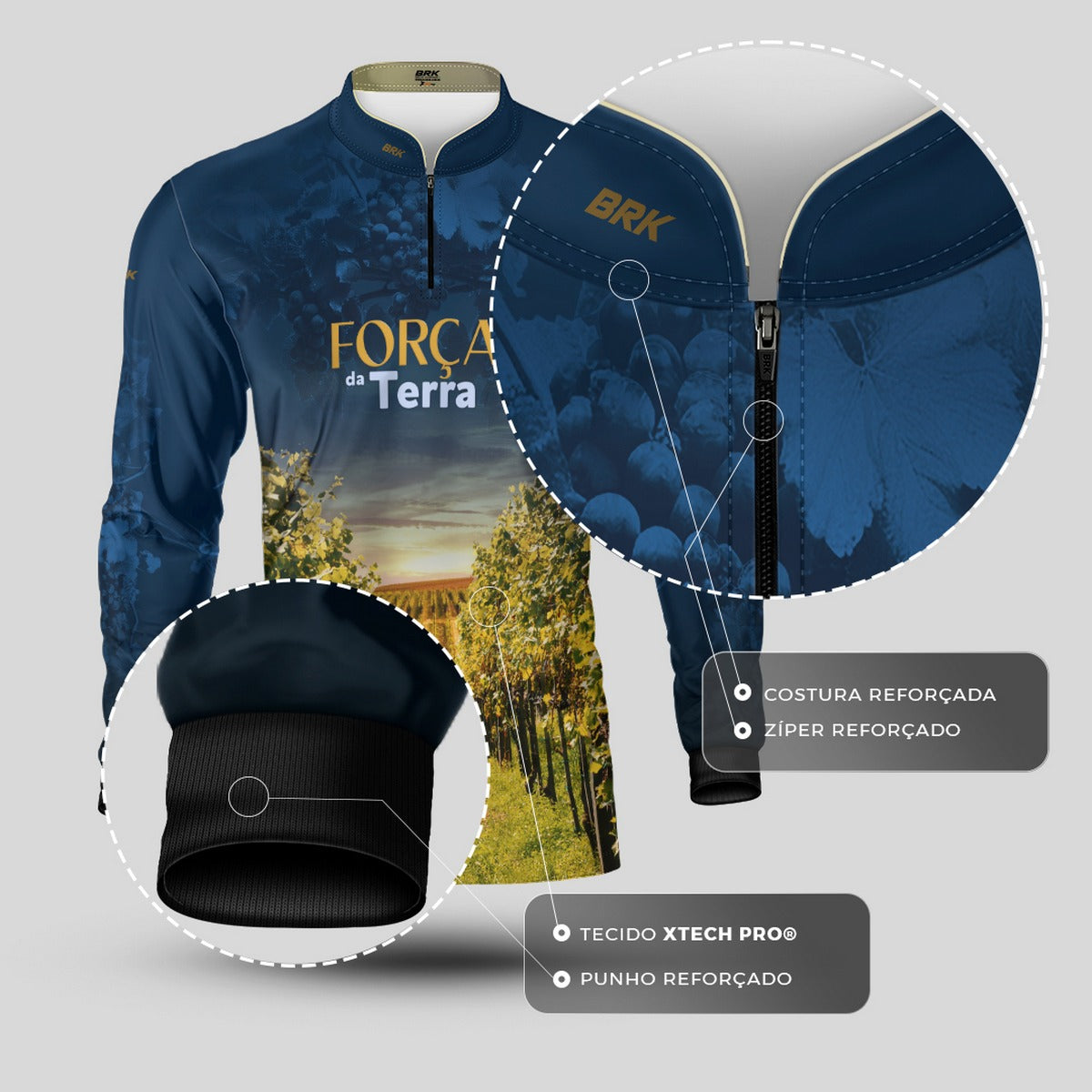 Camisa Agro Brk A Força da Terra Produção de Uva com Proteção UV50+