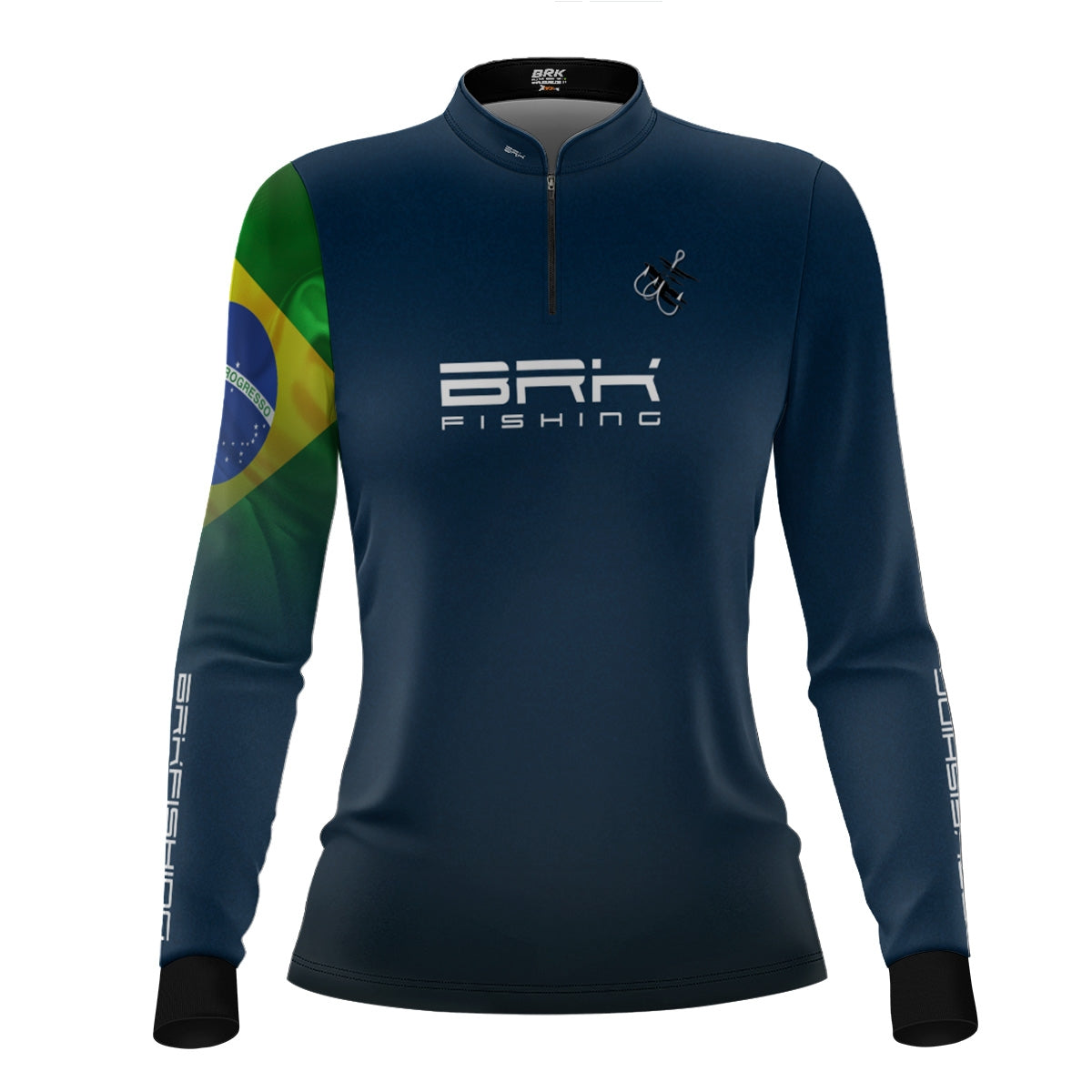 Camisa Feminina Brk Azul Bandeira do Brasil Garateia com Proteção UV50+