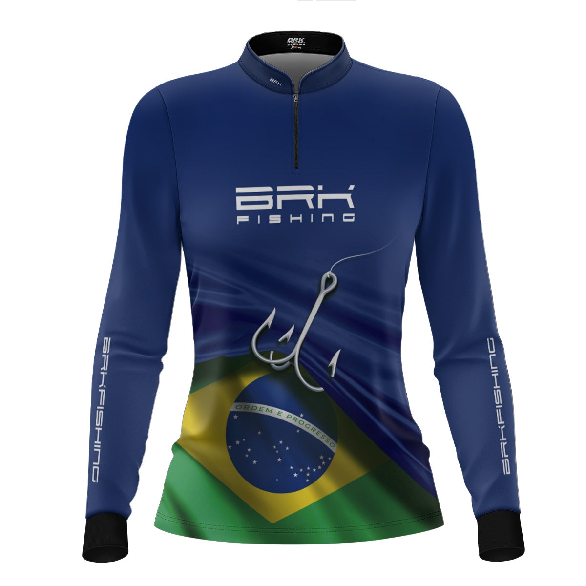 Camisa Feminina Brk Azul Bandeira do Brasil Garateia com Proteção UV50+