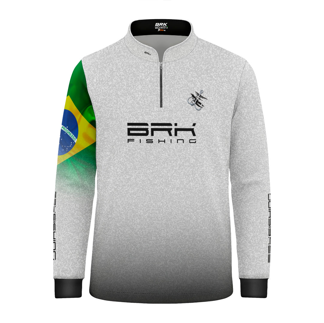 Camisa Infantil Brk Branca Bandeira do Brasil Garateia com Proteção UV50+