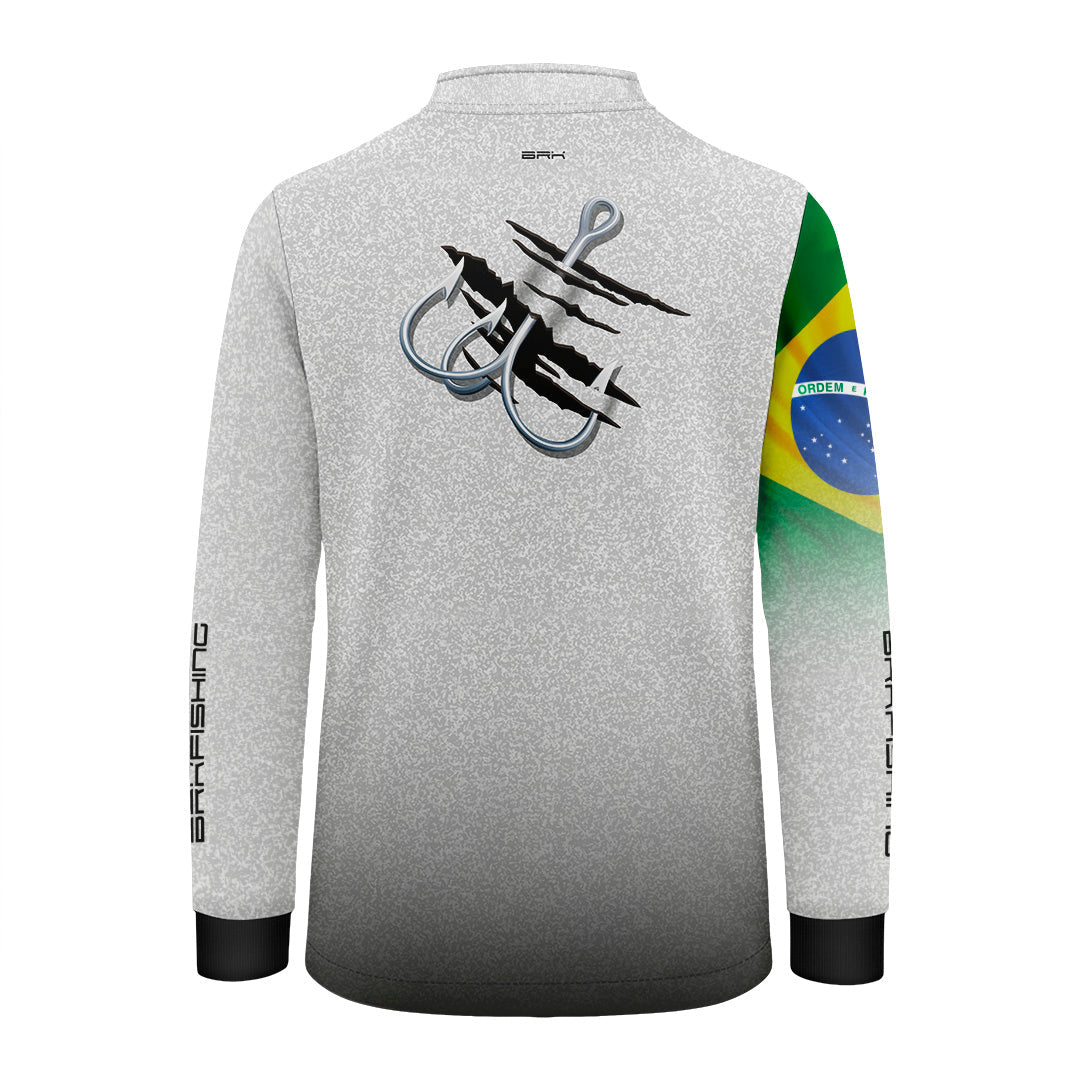 Camisa Infantil Brk Branca Bandeira do Brasil Garateia com Proteção UV50+