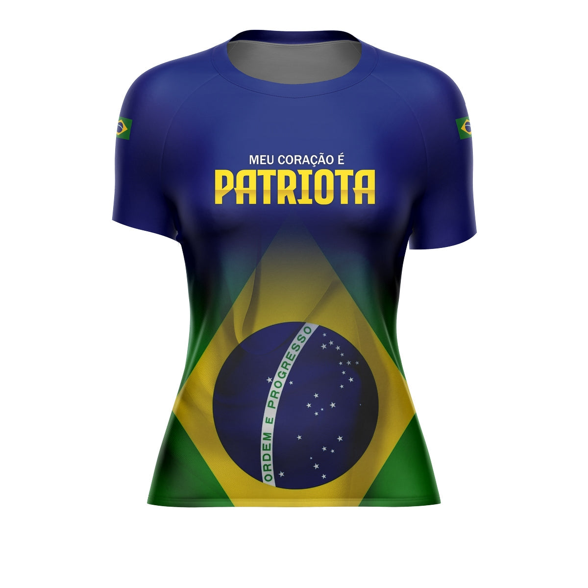 Camiseta Brasil Patriota Feminina Azul Envio Imediato