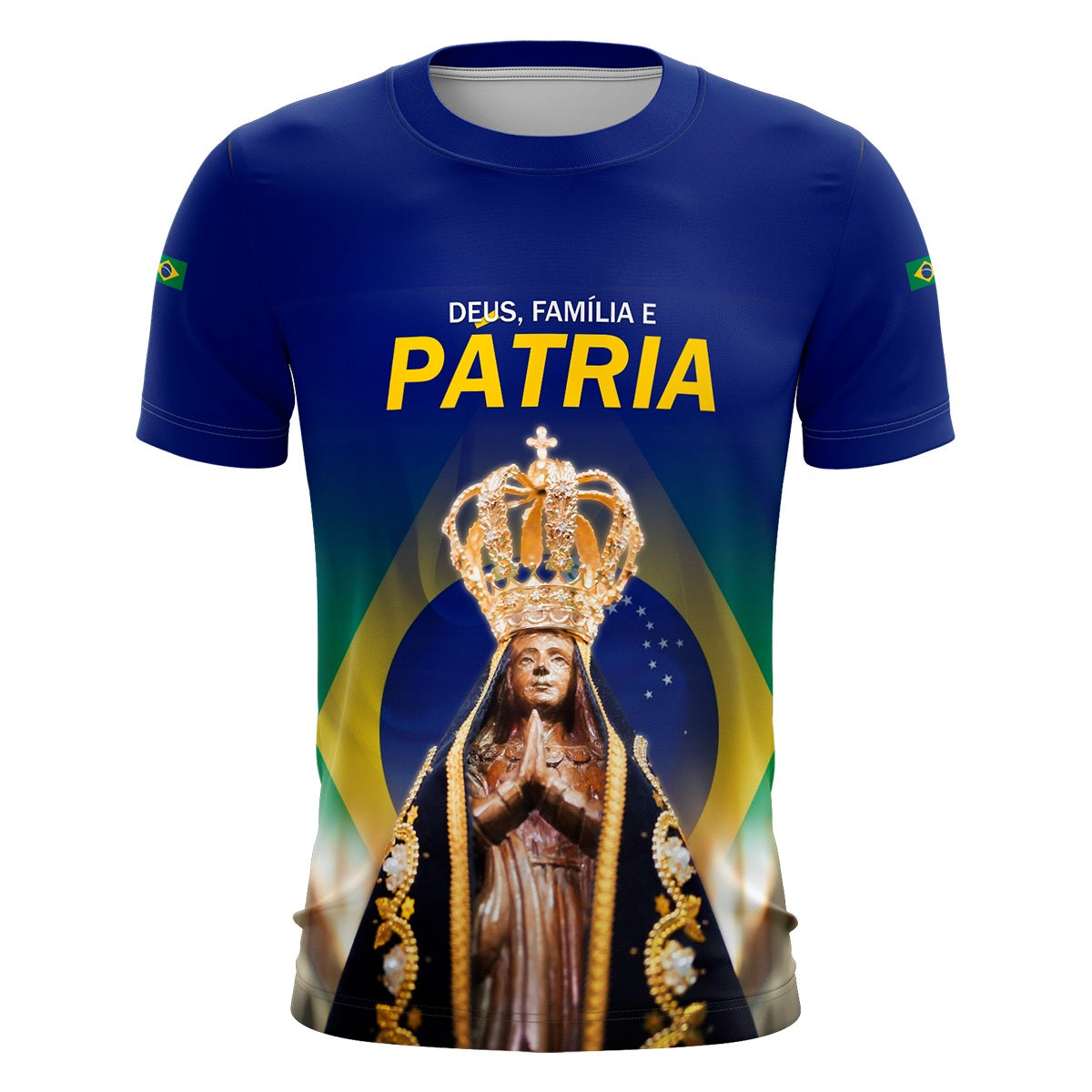 Camiseta Brasil Patriota Nossa Senhora com Proteção UV 50+ Envio Imediato