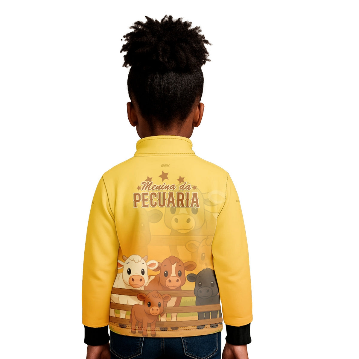 Camisa Agro Kids Brk Amarela Menina da Pecuária com Proteção UV50