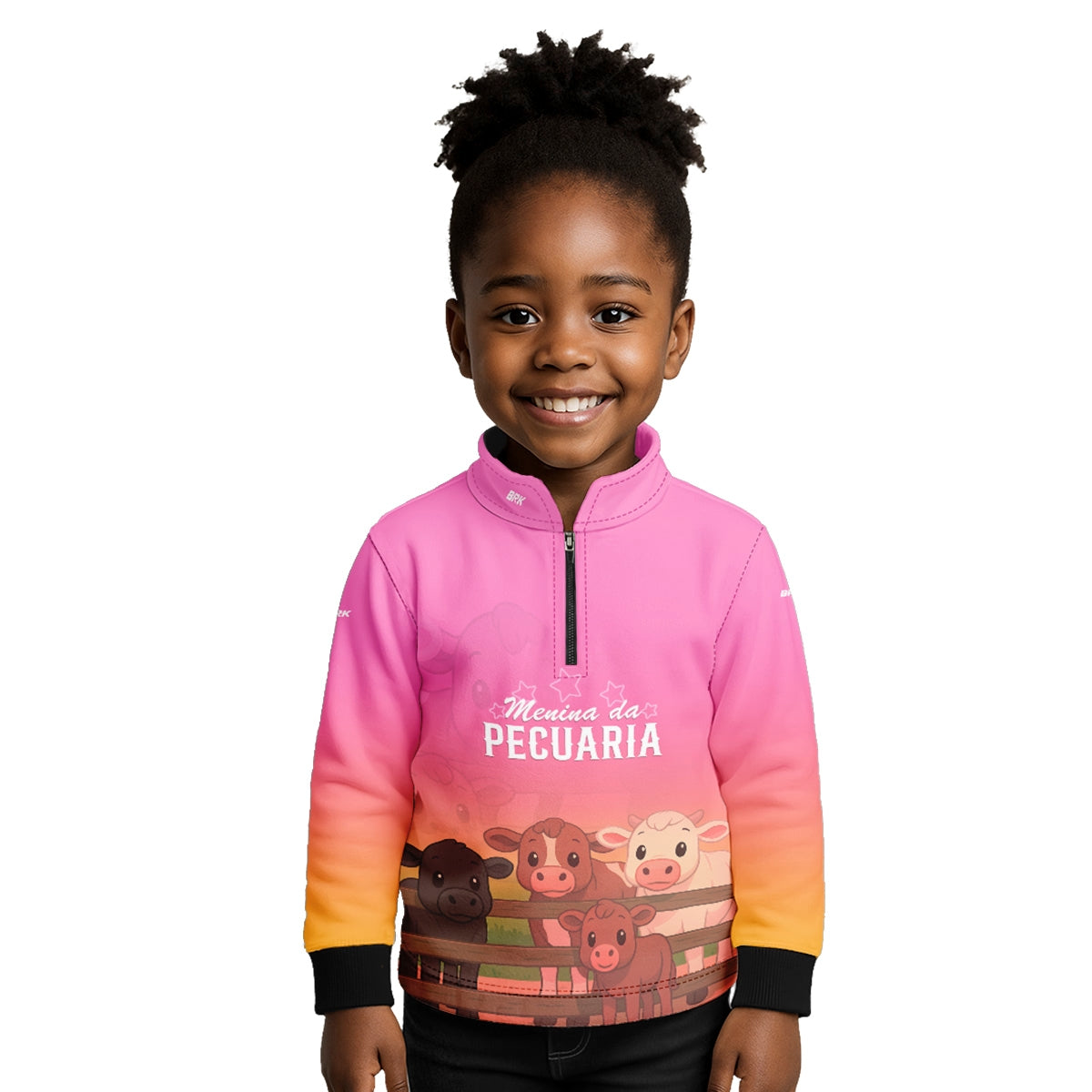 Camisa Agro Kids Brk Rosa Menina da Pecuária com Proteção UV50