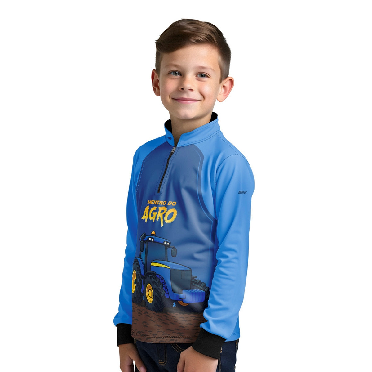 Camisa Agro Kids Brk Azul Menino do Agro com Proteção UV50 + Brinde