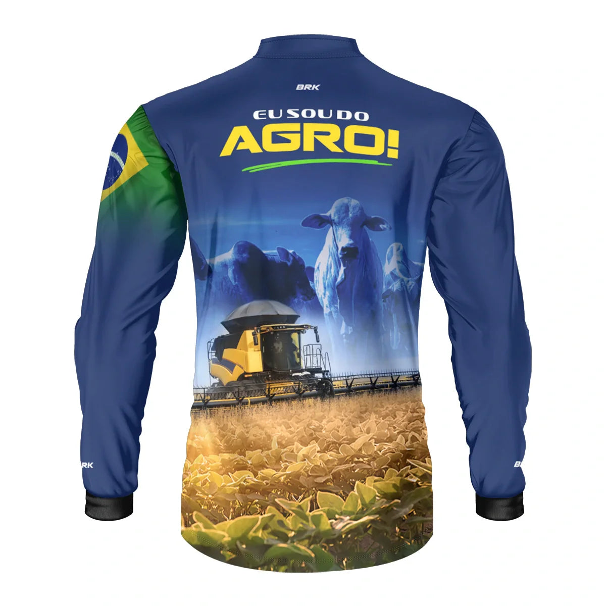 Camisa UV50 Agro Brk Eu sou do Agro Amarela Colheitadeira