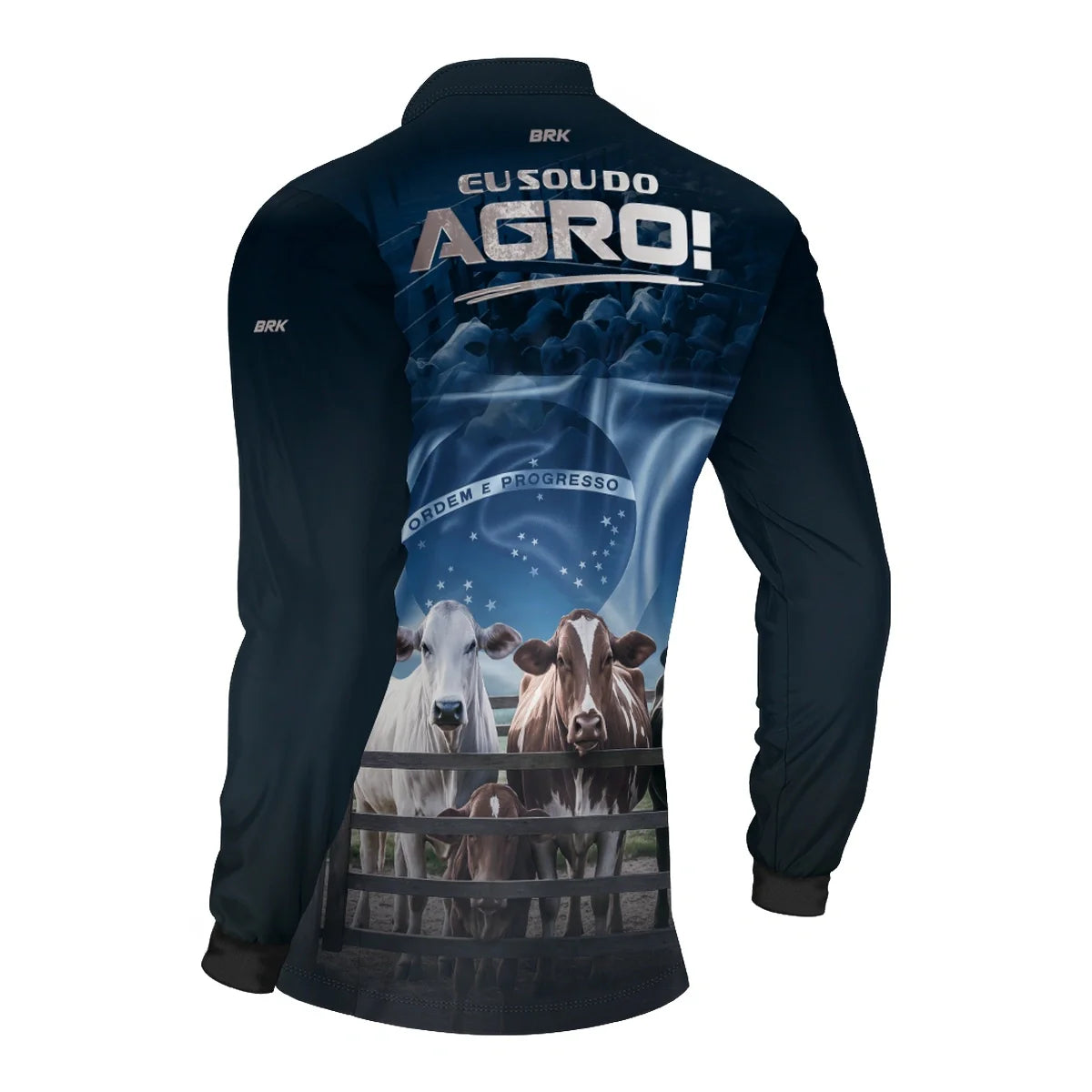 Camisa UV50 Agro Brk Eu Sou do Agro Azul Pecuária Brasil