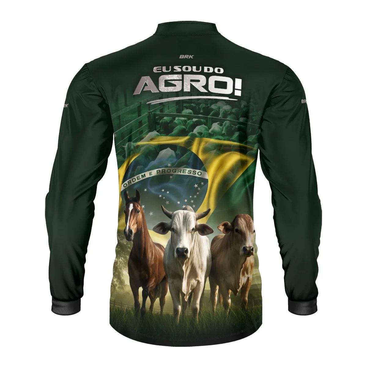 Camisa UV50 Agro Brk Eu Sou do Agro Verde Pecuária Brasil