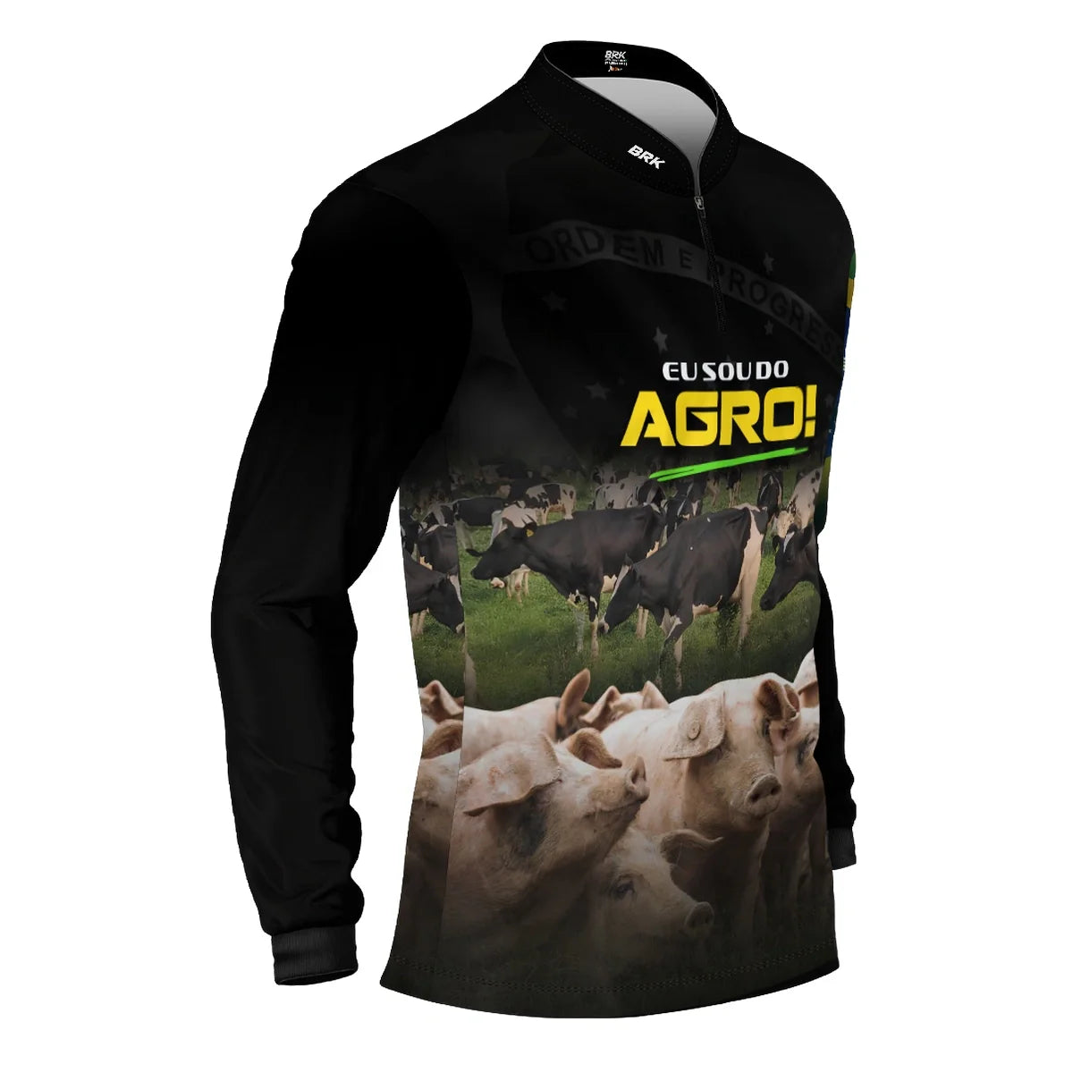 Camisa UV50 Agro Brk Eu Sou do Agro Vacas e Porcos