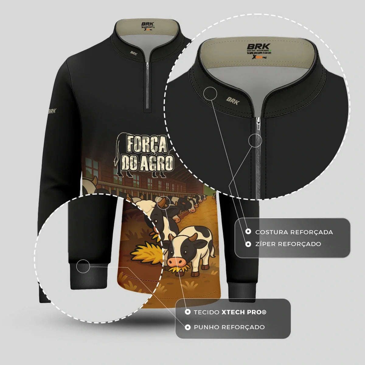 Camisa UV50 Agro Infantil Brk A Força do Agro Vaquinha