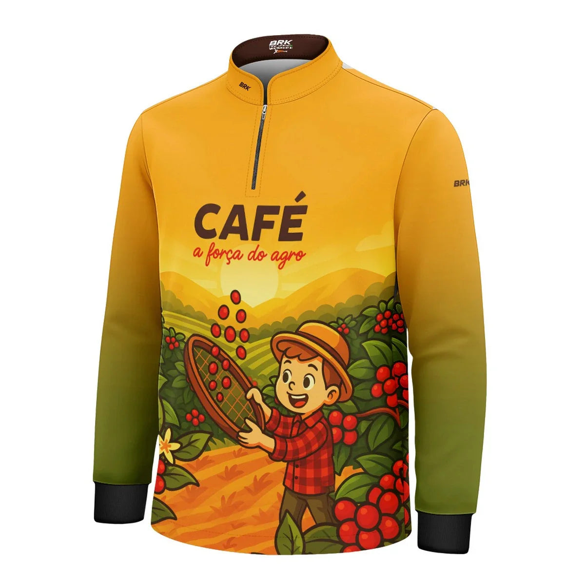 Camisa UV50 Agro Infantil Brk A Força do Agro Café