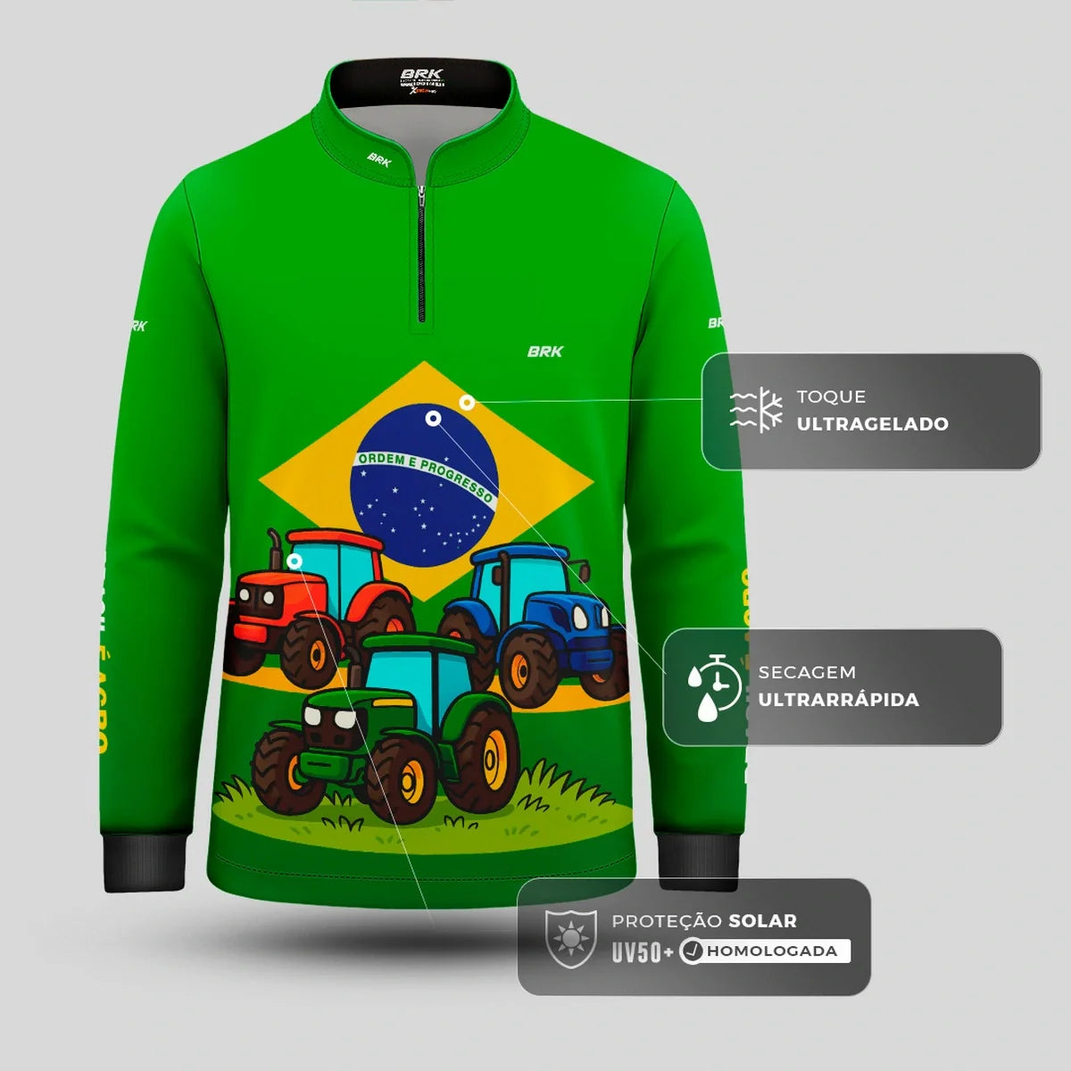 Camisa UV50 Agro Infantil Brk Tratores Brasil