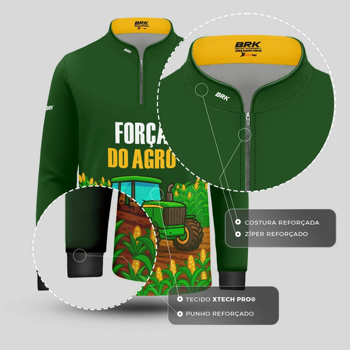 Camisa UV50 Agro Infantil Brk Força do Agro Milho