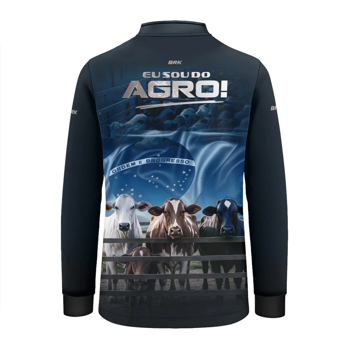 Camisa UV50 Agro Infantil Brk Eu Sou do Agro Azul Pecuária Brasil
