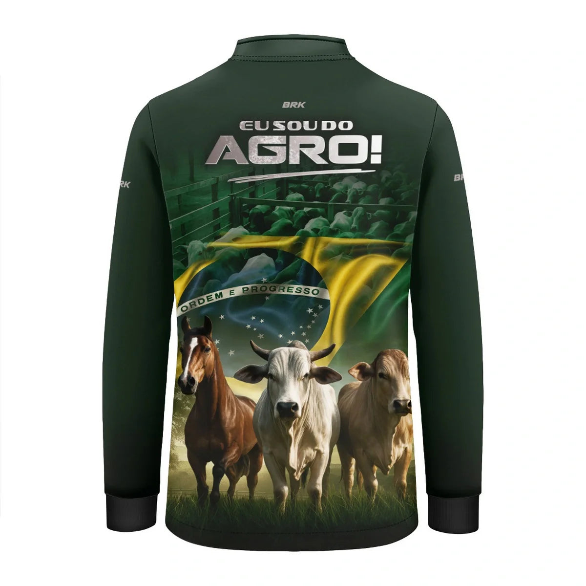 Camisa UV50 Agro Infantil Brk Eu Sou do Agro Verde Pecuária Brasil