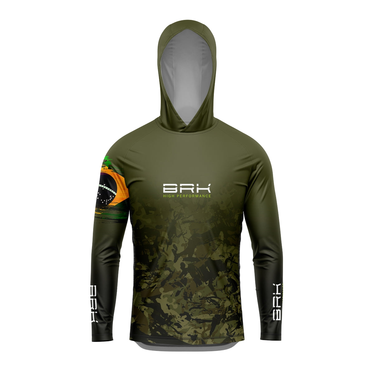Camisa com Capuz Brk Camuflado Verde Brasil com Proteção UV50+