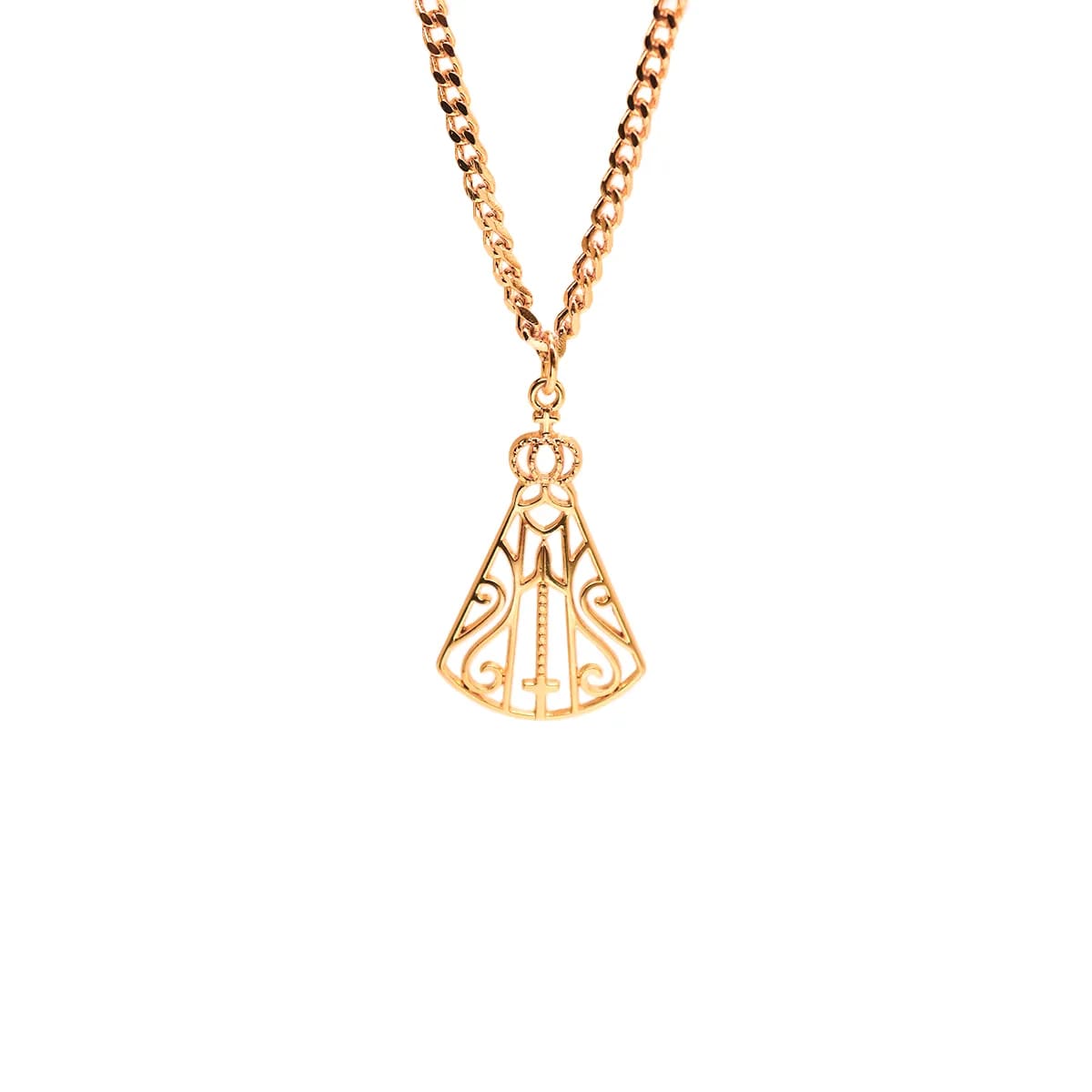 Corrente Pingente Brk Nossa Senhora Aparecida Vazada Dourada