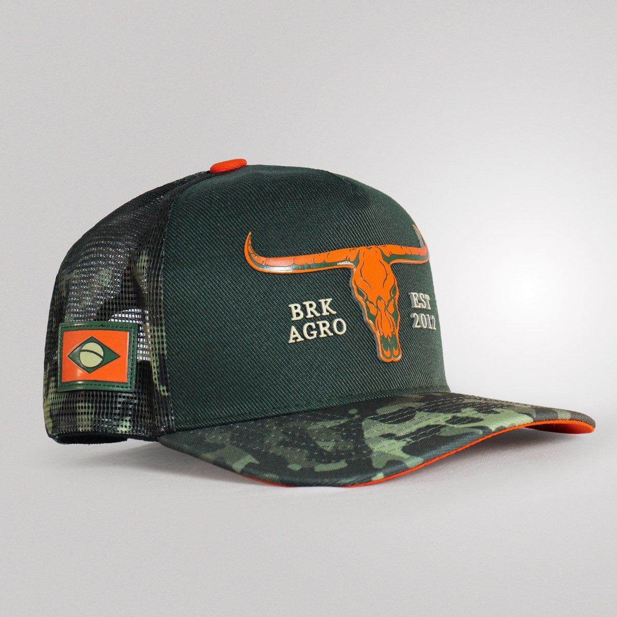 Boné Trucker Brk Agro Verde Camuflado