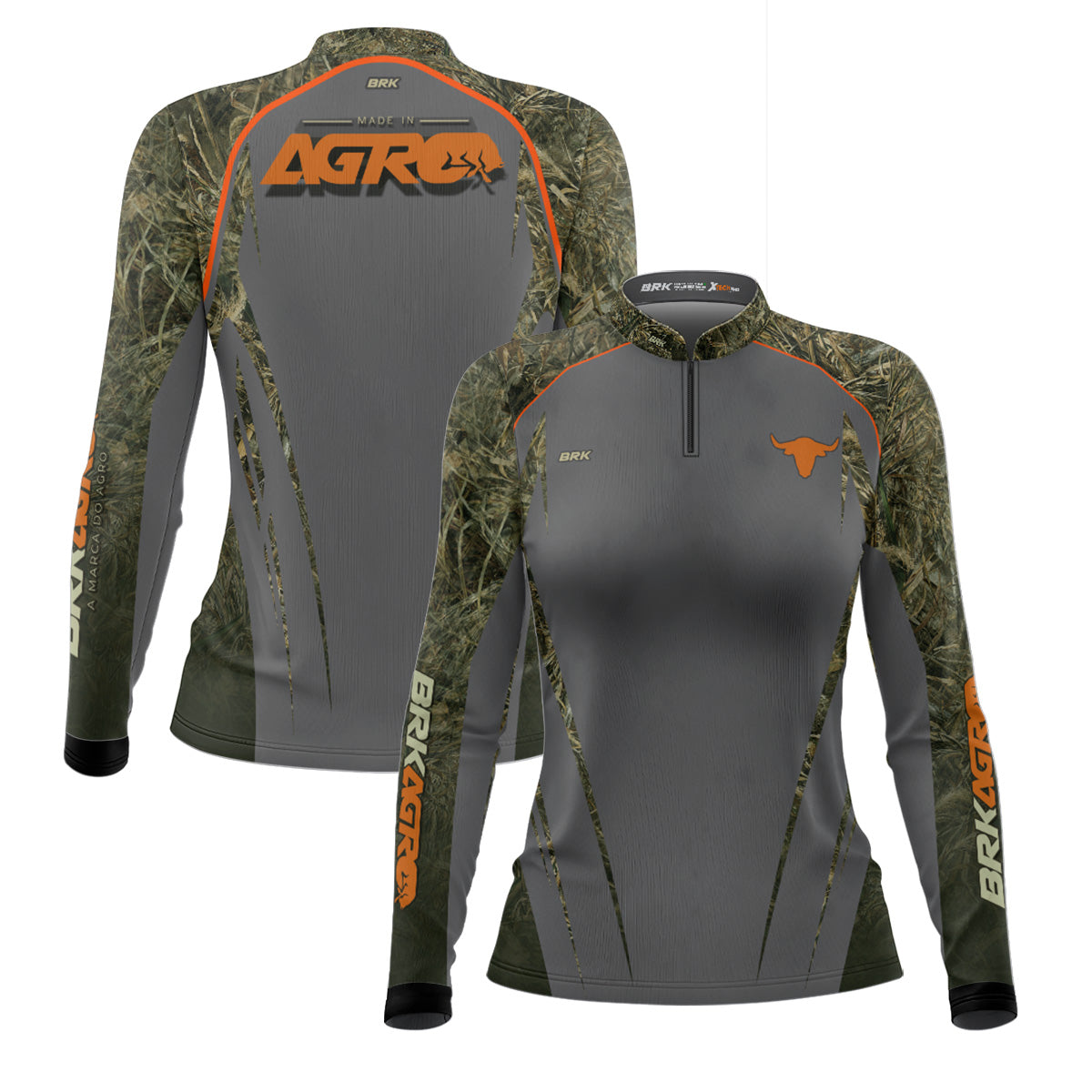 Camisa Agro Feminina Brk Camuflado Real Tree com Proteção Solar UV50+