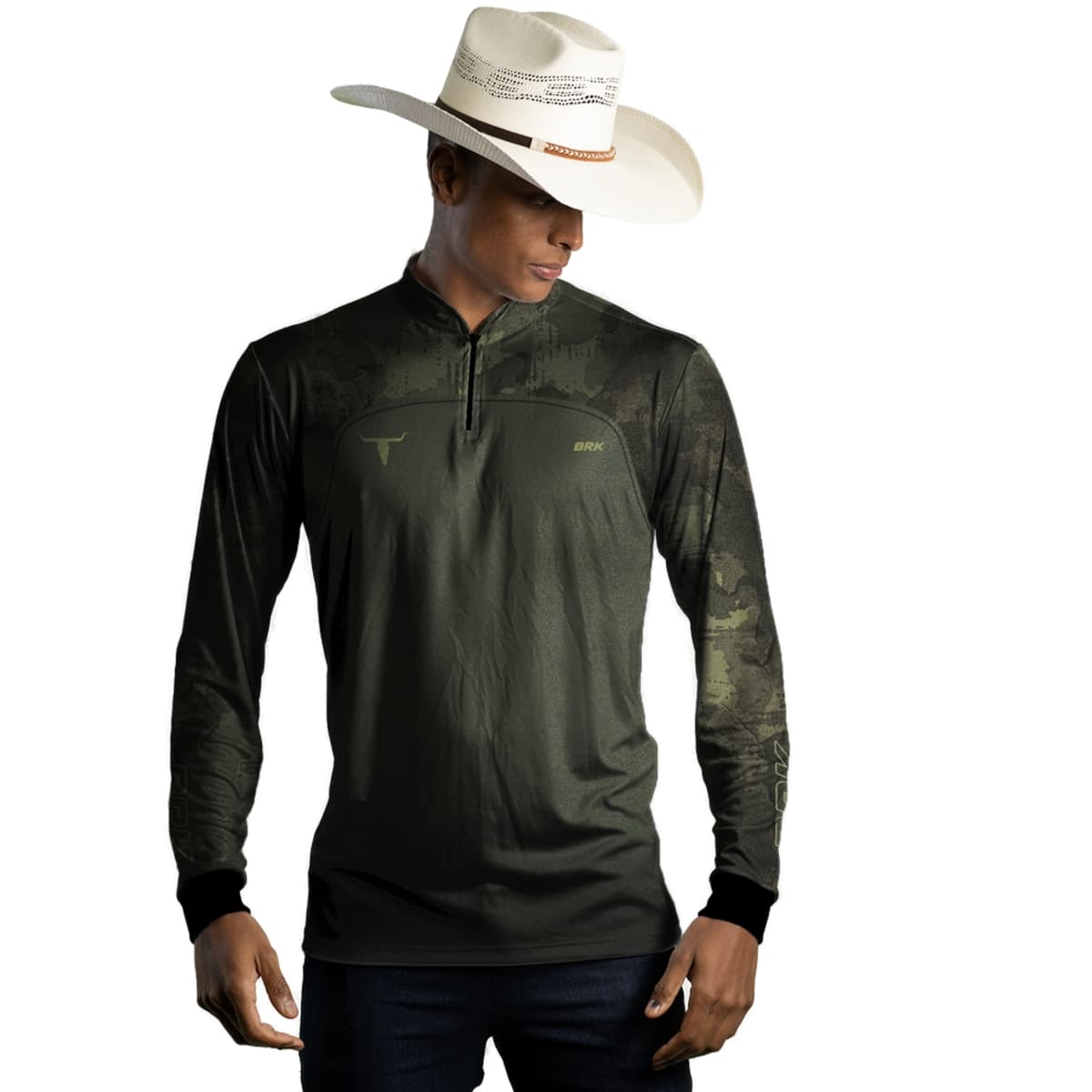 Camisa Agro Brk Camu Verde Long Horn com Proteção Solar UV50+