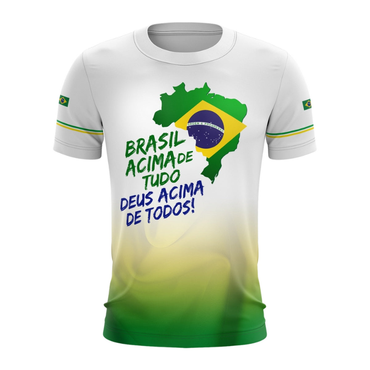 Camiseta Brasil Patriota Brasil Acima de Tudo com Proteção Solar UV 50+ Envio Imediato