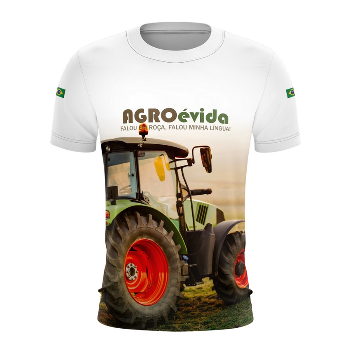 Camiseta Brasil Patriota Agro Rotina Branca com Proteção Solar UV50+ Envio Imediato