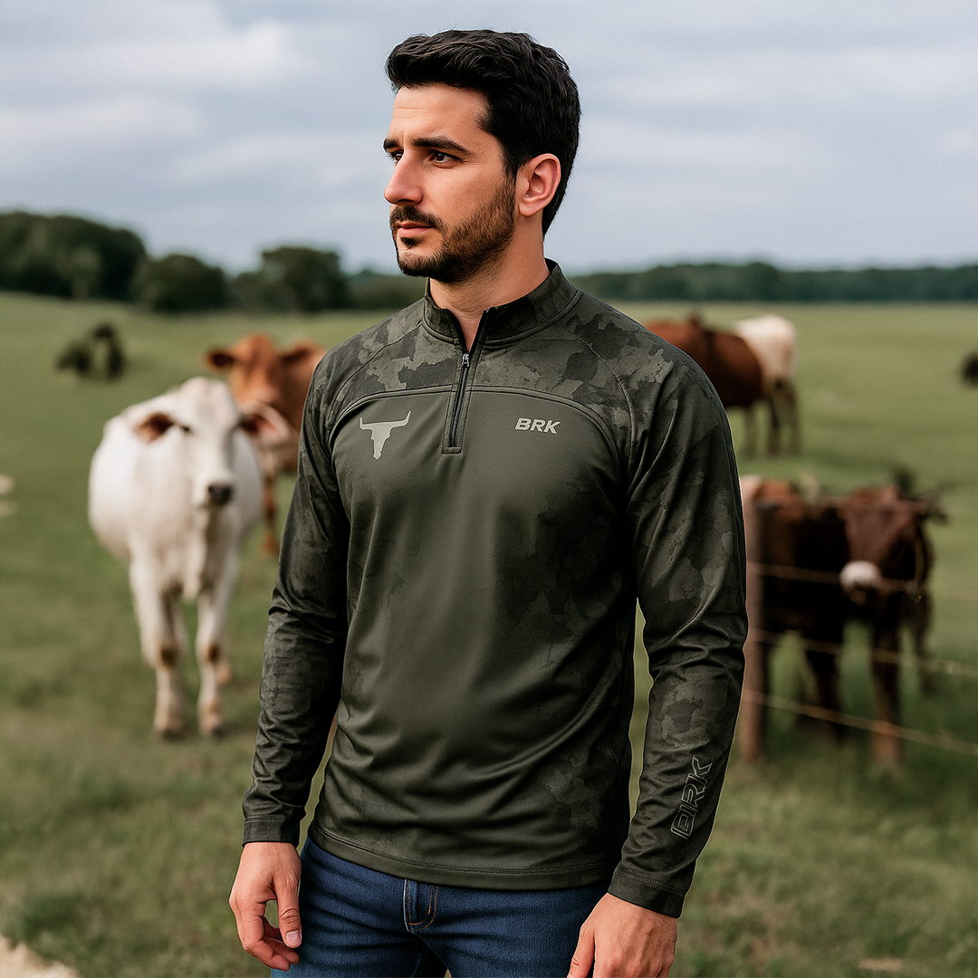 Camisa Agro Brk Camu Verde Long Horn com Proteção Solar UV50+