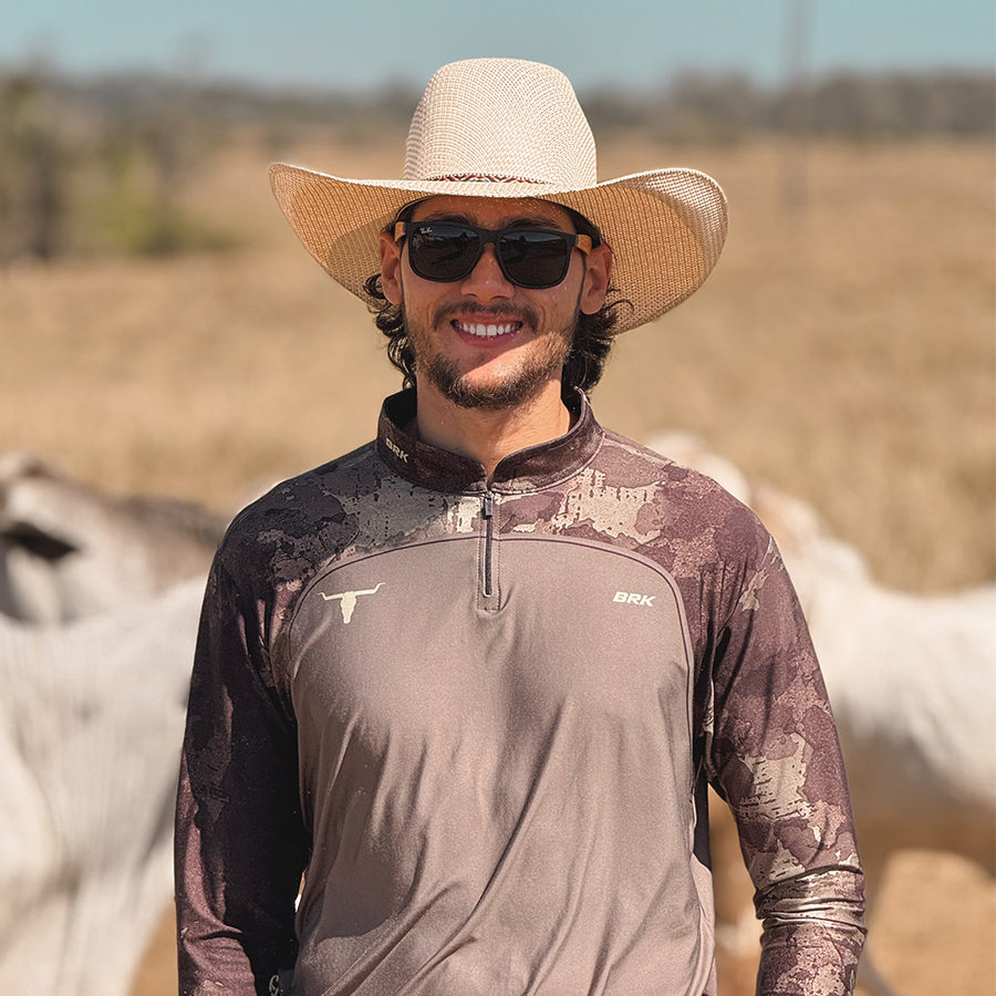 Camisa Agro Brk Camo Long Horn Brasil Cinza com Proteção Solar UV50+